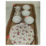Lofton China 4 Plates/4 Cups/ Cream & Sugar Bowls