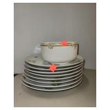 7 Royal Geoffrey  Fine China Plates & 1 Bowl