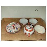 Japanese Tea Pot 3 Saucers & 3 Cups