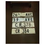 4 Cnt Double Sided Street Signs  Approx 24 x 6