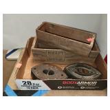 2 Cnt Wood Cheese Boxes & 2 Cast Irons