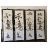 Oriental Wall Art Panels-4 pc- ea approx 3ft x 1ft