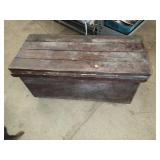 Rolling Wood Storage Trunk Approx 33 x 14 x 16