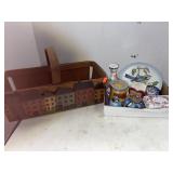 Mixed lot.  Incl wood basket 16x8x10.Goebel