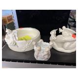 3 candle holders. 8in, 6in, 3in diameter