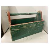 Vintage Painted Wooden Toolbox. 18 x 9  6 in Deep
