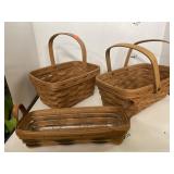 3 Longaberger Rectangular Baskets