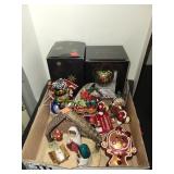 Flat of Christmas Ornaments  & a Nativity Scene