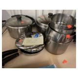 Large lot of Revere Ware Copper Clad Pots, Pans,