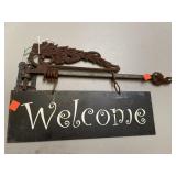 Heavy metal WELCOME sign wi/ bracket. Double