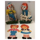 Raggedy Ann & Andy lot.  Wall decor 12in high &