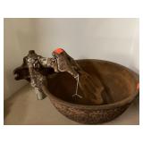 Heavy metal bowl with mixing attachment.