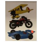 3 vintage Metal wall decor pcs. 8-9in long x 3,4&