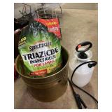 Metal Planter, Gallon. Sprayer and 20 lb Bag of