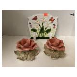 Pretty Ceramic Key Hook and Two Ceranic Candle