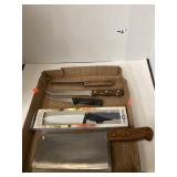 Lot of 4 Kitchen Knives and One Cleaver.  One