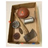 Miscellaneous Lot Includes Hatchet, Tinsmiths Pad