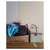 Sewing Lot/ Fabric/Book/ & Sewing Kit W/ Contents