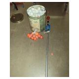 Tin Full of Golf Balls & Plastic Practice Balls &