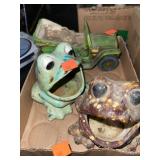 2 Frog planters & 1 old truck.