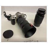 Camera & bag. Minolta camera.  Tamron lens.