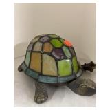 Light up mosaic glass turtle w/ brass (?) head &
