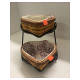 Longaberger Heart Shaped Baskets and Stand