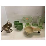Miscellaneous Lot. Green Glass and Silver Plate