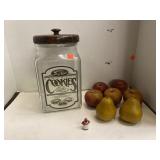 Cookie Jar W/Lid. Fake Fruit and Tiny Aunt Jemima