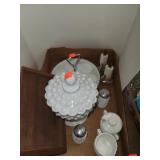 Flat of Milk Glass & Salt & Pepper Shakers