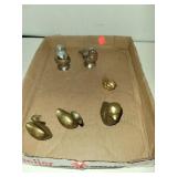 Brass Swans & Bird & Set Of Silver Tone Bird Salt