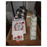 Fkat W/ Christmas Ornaments/Holiday Cards/ Pot