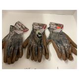 3pair MOSSY OAK gloves. Latex Coated.