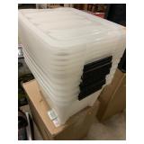 6 Small Plastic Totes/Storage with Lids approx 15