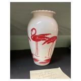 Painted Milk glass vase. 9in tall. From the 1st