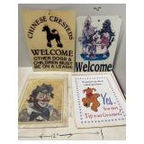 4 metal & paper signs.