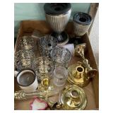 Large lot metal (& brass ?) candle holders &