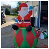 Santa on Ornament Inflatable Yard Decor / Blow Up