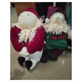 2 Large Cloth Santa Dolls