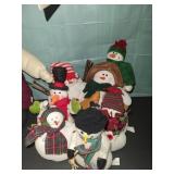 Lot of 7 Cloth Snowmen  (Different Sizes)