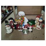 Lot of 7 Snowmen/Cloth/Ceramic  & Resin