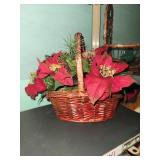 Artificial Poinsettia Basket
