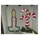 Light Up Window Ornament  & Wooden Candy Cane