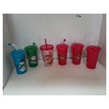 Lot of 6 Kids Cups W/ Straws