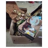 Box Lot & Flat of Misc House Decor