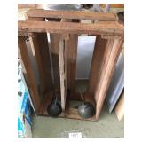 Wooden Crate and 2 Oil Cans