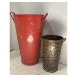 2 metal planters. 12in & 8in.