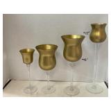 4 Gold painted goblets for decor / candleholders.