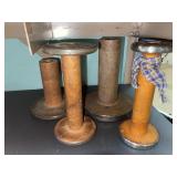2 Wood spools. 2 partial spools.