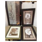 3 floral theme pictures 16x28, 2- 13x19. & 11x14